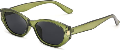 Transparent Olive Green / 55 Millimeters | B0GV7G6XL2 | FEISEDY Retro Cat Eye Sunglasses for Women Trendy Shades Chunky Frame B0418