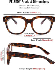 商品图片 11 | B08MFD4QG6 | FEISEDY Retro Square Anti Blue Light Blocking Glasses Women Thick Oversized Computer Eyeglasses Double Metal Studs B2689