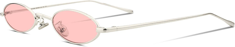Default Title | B078RJV7YX | FEISEDY Vintage Small Sunglasses Oval Slender Metal Frame Candy Colors B2277