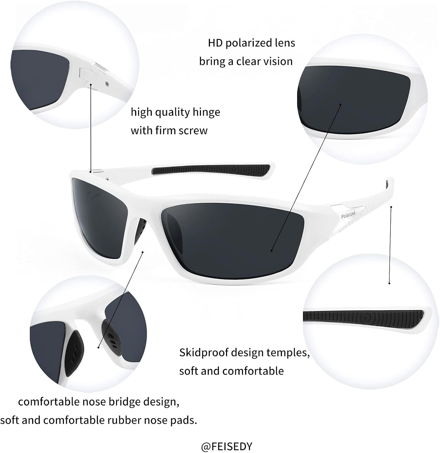 商品图片 7 | B09CT4VMCM | FEISEDY Classic Men Polarized Sports Sunglasses Night Driving Yellow Lenses Cycling Fishing Driving Glasses B2674
