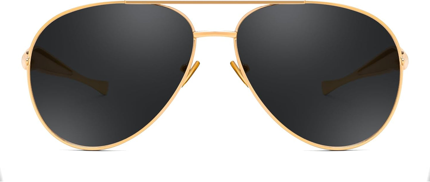 商品图片 36 | B0FKML2SSC | FEISEDY Oversized Aviator Sunglasses Women Men - Retro Gold Metal Chunky Frame, UV400 for Driving & Daily Wear B0311