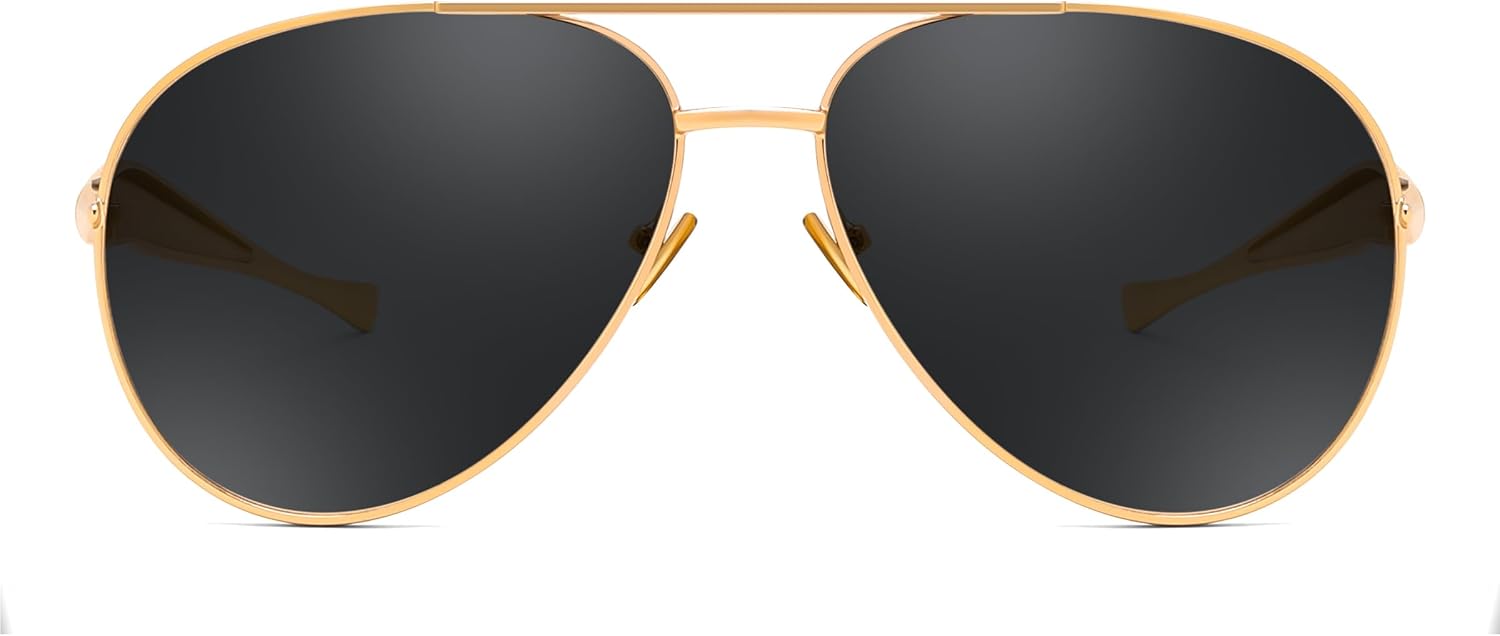 商品图片 36 | B0FKML2SSC | FEISEDY Oversized Aviator Sunglasses Women Men - Retro Gold Metal Chunky Frame, UV400 for Driving & Daily Wear B0311