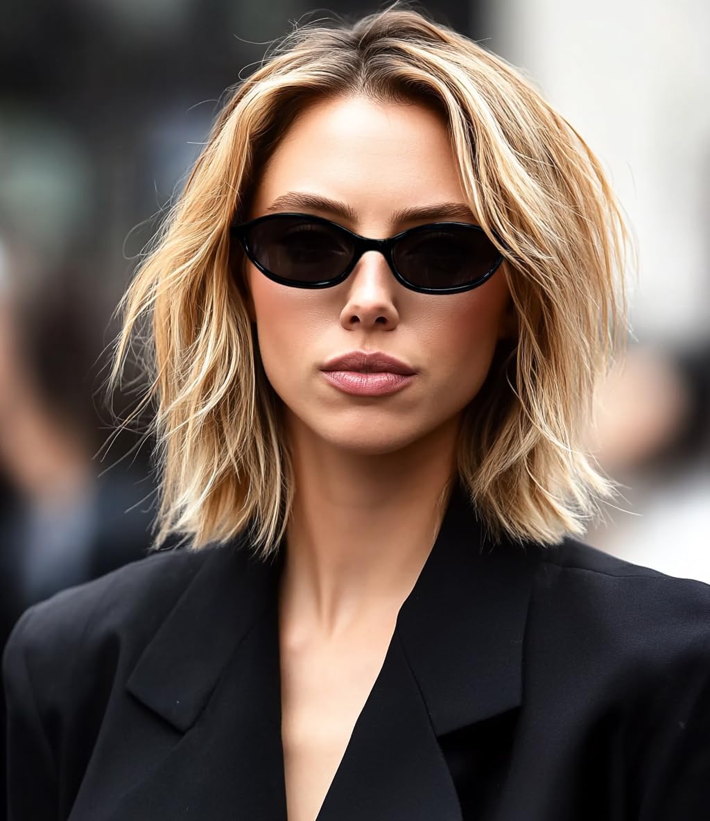 商品图片 78 | B0DMN6519L | FEISEDY Retro Oval Cat Eye Sunglasses for Women 90s Narrow Lightweight Shades Y2k Trendy Sunnies B0257