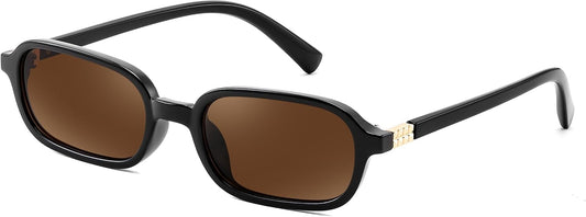 Black/Brown / 53 Millimeters | B0DX1678RX | FEISEDY Retro Rectangular Sunglasses for Women Men 90s Small Vintage Fashion Square Sunnies B0282