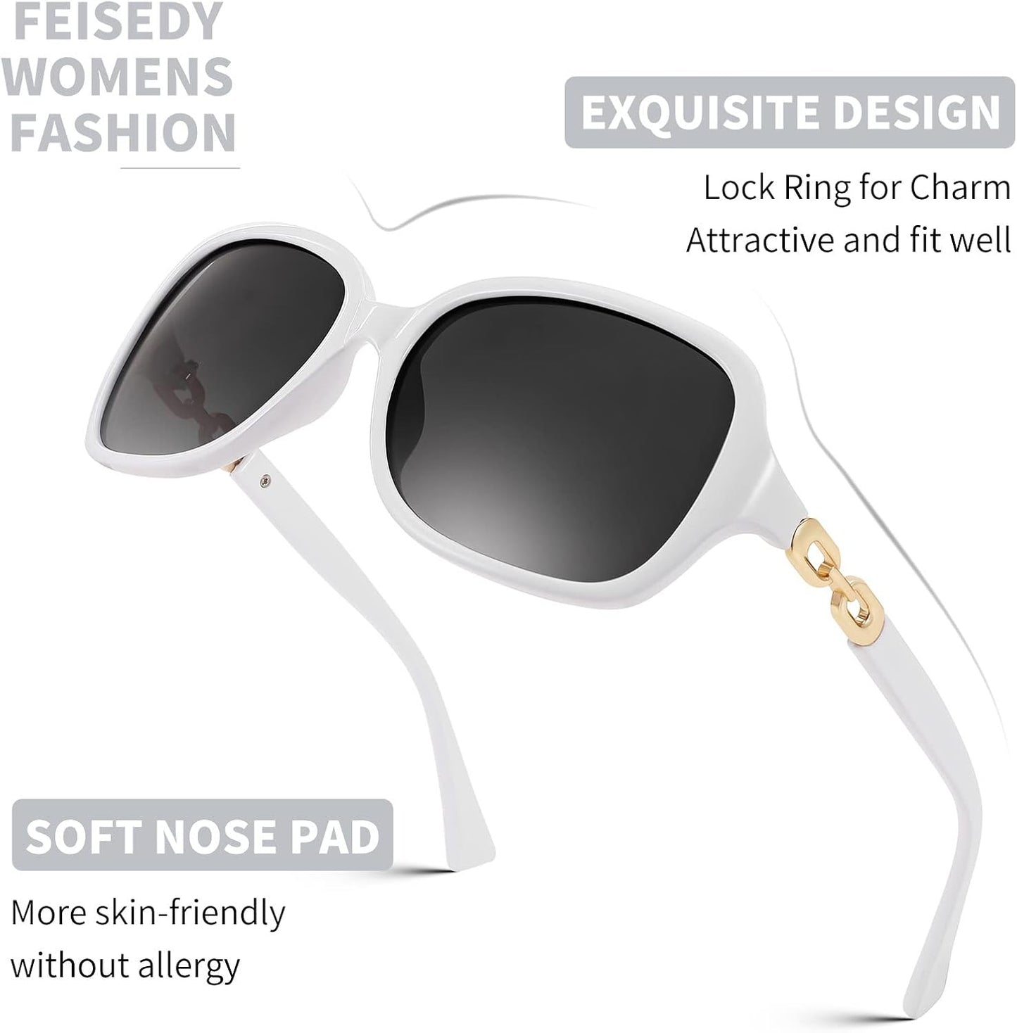 商品图片 70 | B08LPZDDKZ | FEISEDY Womens Polarized Sunglasses Square Wraparound Shades UV400 Mirrored Trendy Sun Glasses for Women B2526