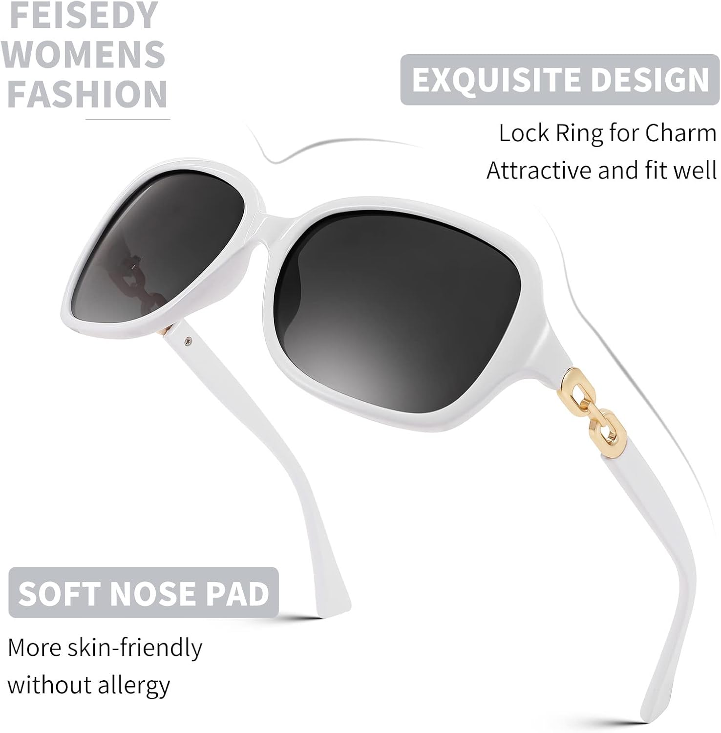 商品图片 70 | B08LPZDDKZ | FEISEDY Womens Polarized Sunglasses Square Wraparound Shades UV400 Mirrored Trendy Sun Glasses for Women B2526