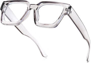 Transparent Grey / 53 Millimeters | B0DXDZ12RC | FEISEDY Retro Blue Light Blocking Glasses for Women Men 90s Classic Rectangle Frame Thick Chic Computer Eyeglasses B2383R