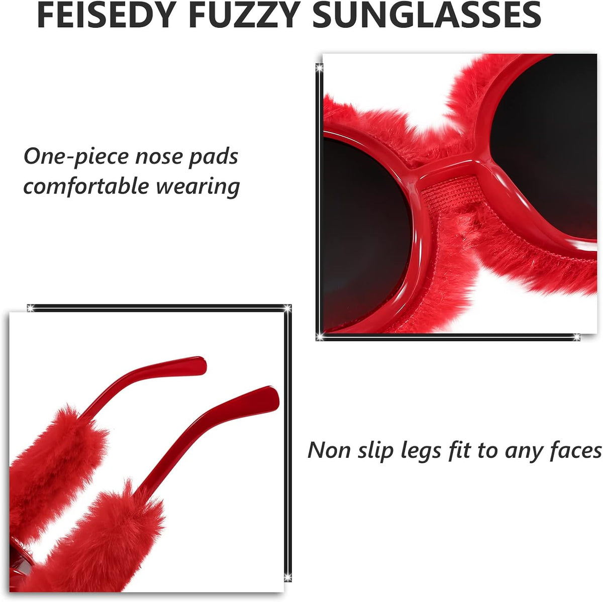 ÉÌƷͼƬ 100 | B09PN9V5N6 | FEISEDY Sunglasses Women Plush Fuzzy Soft Velvet Party Masquerade B2877