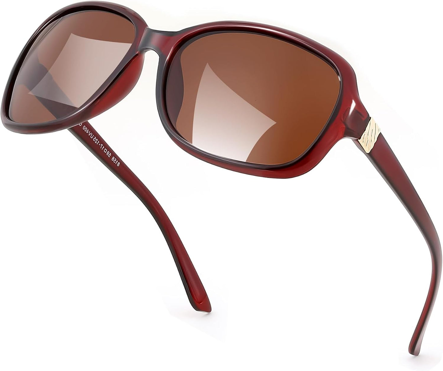 Transparent Brown Frame & Gradual Brown Lens / 58 Millimeters | B0FZKPJ69X | FEISEDY Polarized Sunglasses for Women Classic Vintage UV400 Shade | Trendy Square Wraparound Ladies Sun Glasses B0309