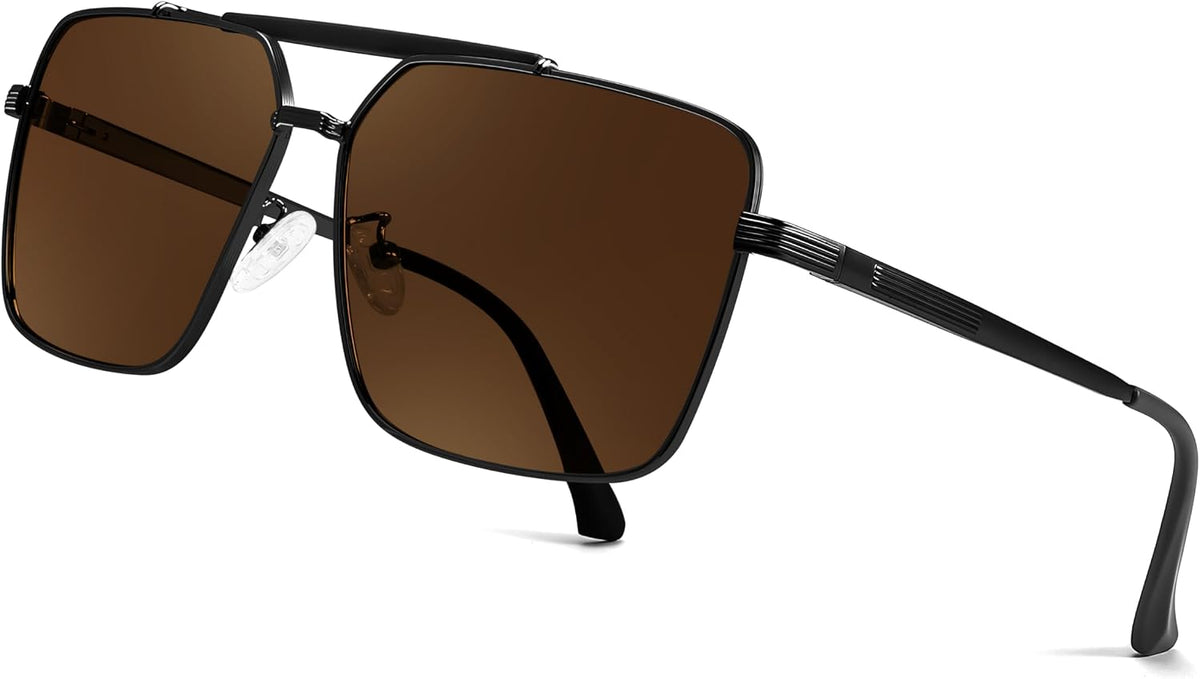 ÉÌƷͼƬ 9 | B0CP21BC1C | FEISEDY Trendy Polarized Aviator Sunglasses Womens Mens Retro Square Double Bridge Metal 90s Shades B0098