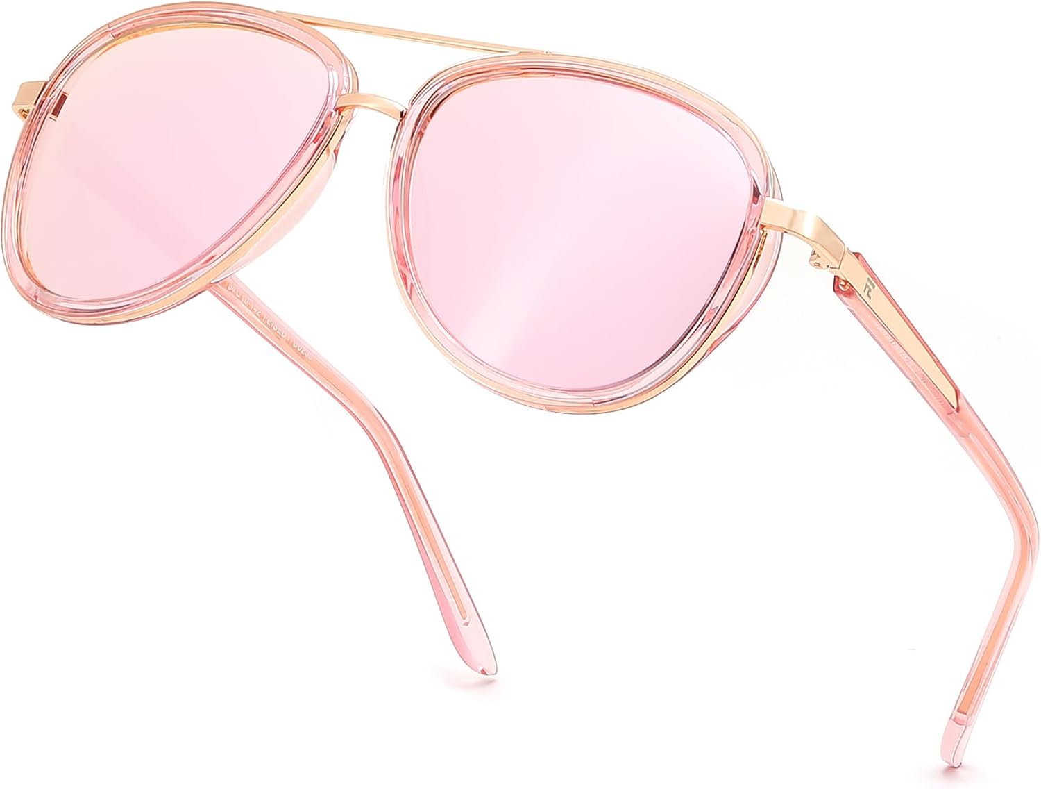Pink/Mirrored Pink / 55 Millimeters | B0FPPNMNBQ | FEISEDY Retro Polarized Aviator Sunglasses for Women Men B0259