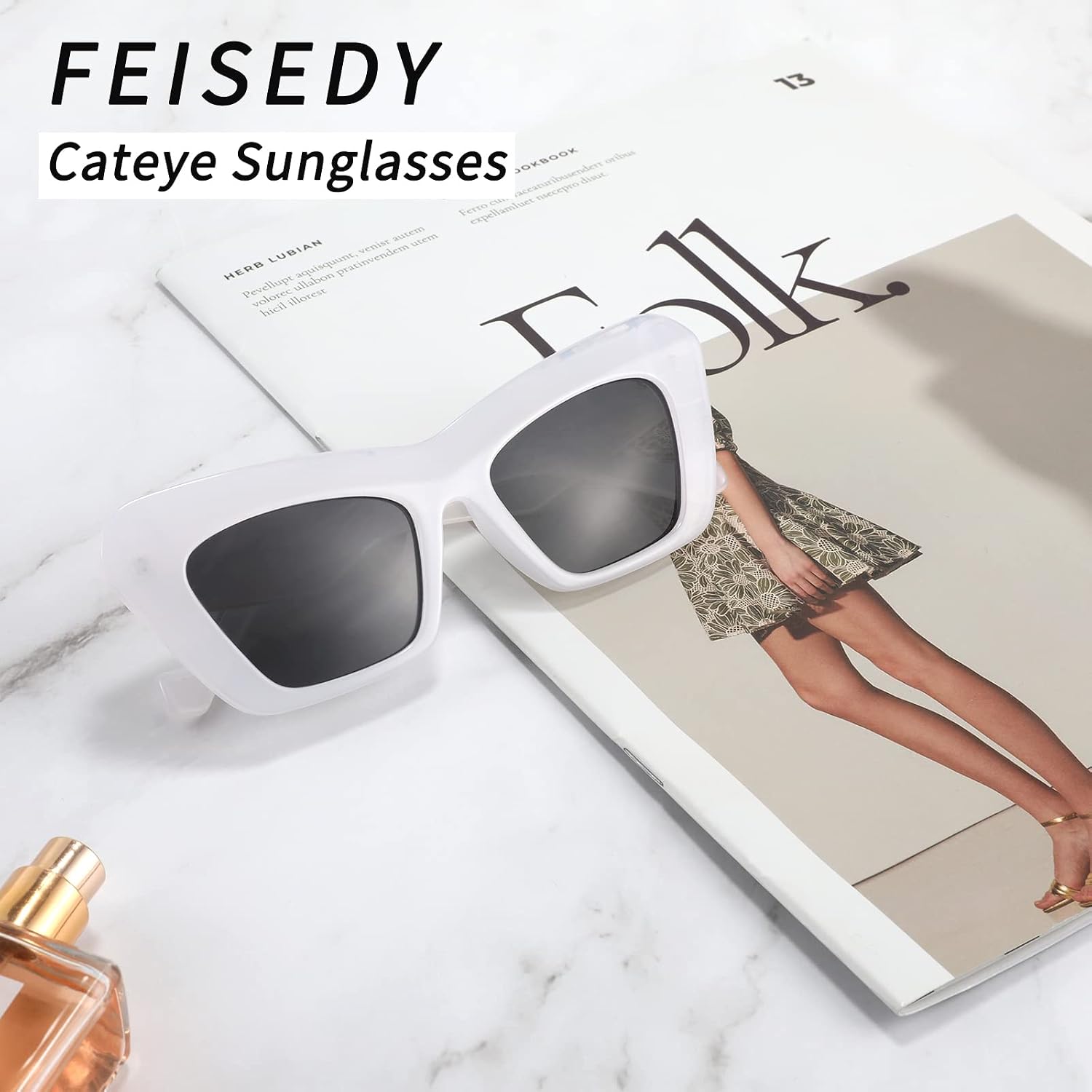 商品图片 22 | B09TFBWQ5G | FEISEDY Retro Square Cat Eye Sunglasses Jelly Colored Women Men 90s B2902