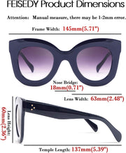 ÉÌƷͼƬ 24 | B083TZVTXV | FEISEDY Retro Oversized Square Horn Sunglasses Semi Cat Eye Butterfly Glass Big Thick Bold Frame B2572