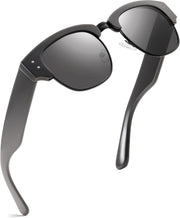 Grey Frame & Black Lens / 51MM Millimeters | B0D5HPZ2RQ | FEISEDY Semi-Rimless Sunglasses for Men Women Classic Sun Glasses Retro Metal Frame Shades UV400 Protection B0185