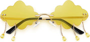 ÉÌƷͼƬ 16 | B09K7C4FB7 | FEISEDY Retro Dripping Cloud Shaped Tassel Sunglasses Rimless Women Funny Party Disco Eyewear B2834