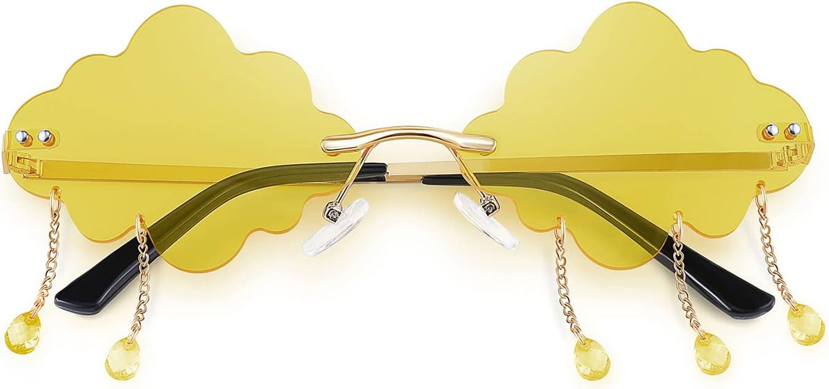 ÉÌƷͼƬ 16 | B09K7C4FB7 | FEISEDY Retro Dripping Cloud Shaped Tassel Sunglasses Rimless Women Funny Party Disco Eyewear B2834
