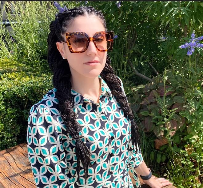 商品图片 39 | B08DF5QRXC | FEISEDY Oversized Square Blue Light Blocking Glasses Eye Strain Glare Pearl Inlay Arm Cat Eye Fashion Eyewear B2639