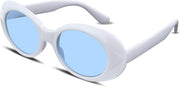 White-blue / 51 Millimeters | B077QP8CVJ | FEISEDY Sunglasses White Oval Clout Goggles for Women Men Retro Round Trendy Rimmed Clueless Costume Frame B2253