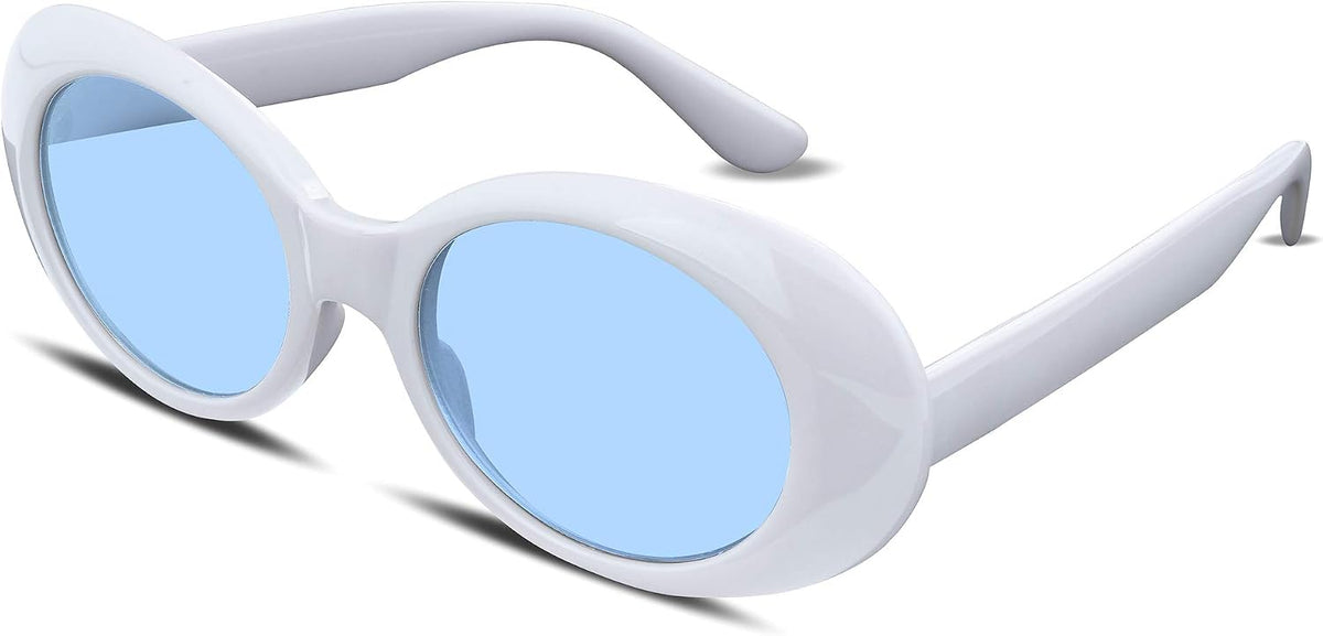 White-blue / 51 Millimeters | B077QP8CVJ | FEISEDY Sunglasses White Oval Clout Goggles for Women Men Retro Round Trendy Rimmed Clueless Costume Frame B2253