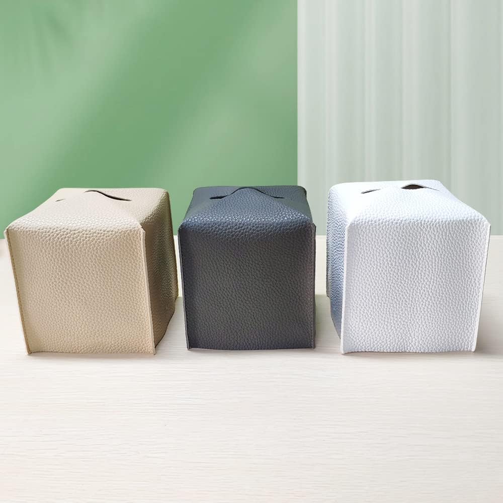 商品图片 7 | B0DQ83NC2H | Square Tissue Box Cover Holder, PU Decorative Tissue Organizer for Tabletop, Bathroom, Car, Office