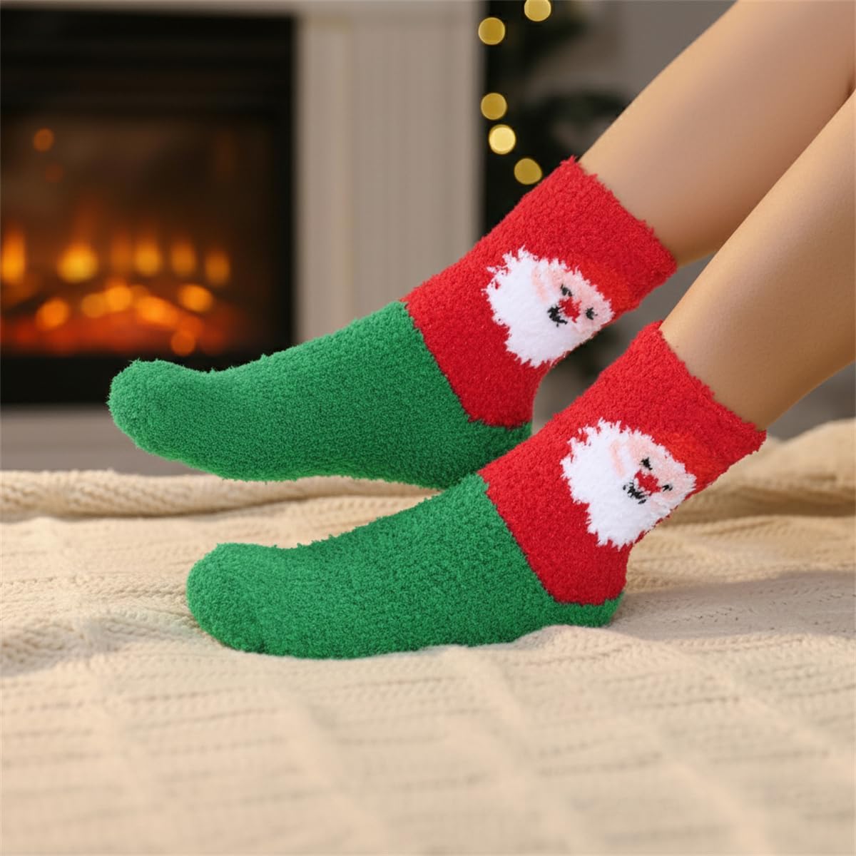 商品图片 3 | B0FQJH8VZV | Christmas Socks for Women - Holiday Socks Cozy Fleece Winter Socks Super Thick Warm Mid-Crew (Size 5.5-10) Fun Festive Style