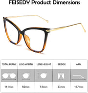 ÉÌƷͼƬ 42 | B085VSD2L3 | FEISEDY Oversized Cat Eye Glasses Frame Blue Light Blocking Eyewear for Women B2589