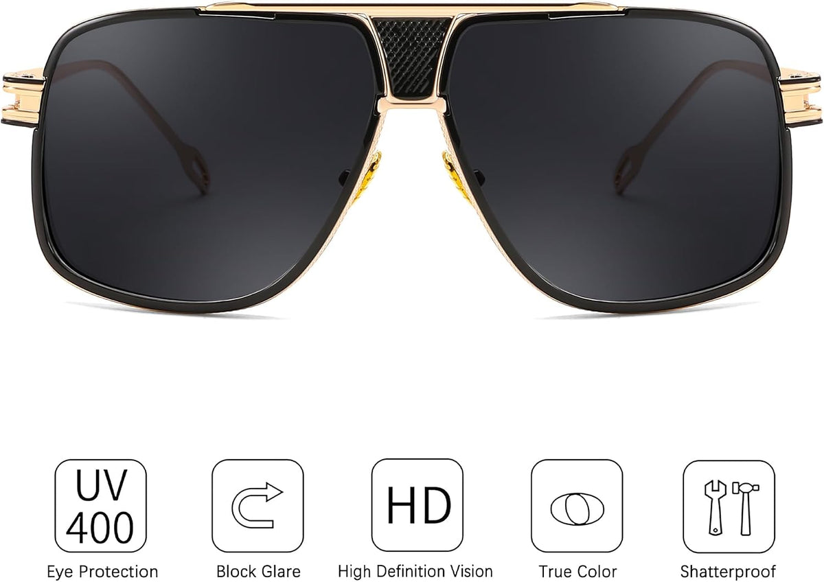 ÉÌƷͼƬ 27 | B0FLQ31HK3 | FEISEDY Sunglasses Mens Oversized Retro Metal Steampunk Shades Sunnies Fishing Driving B0272