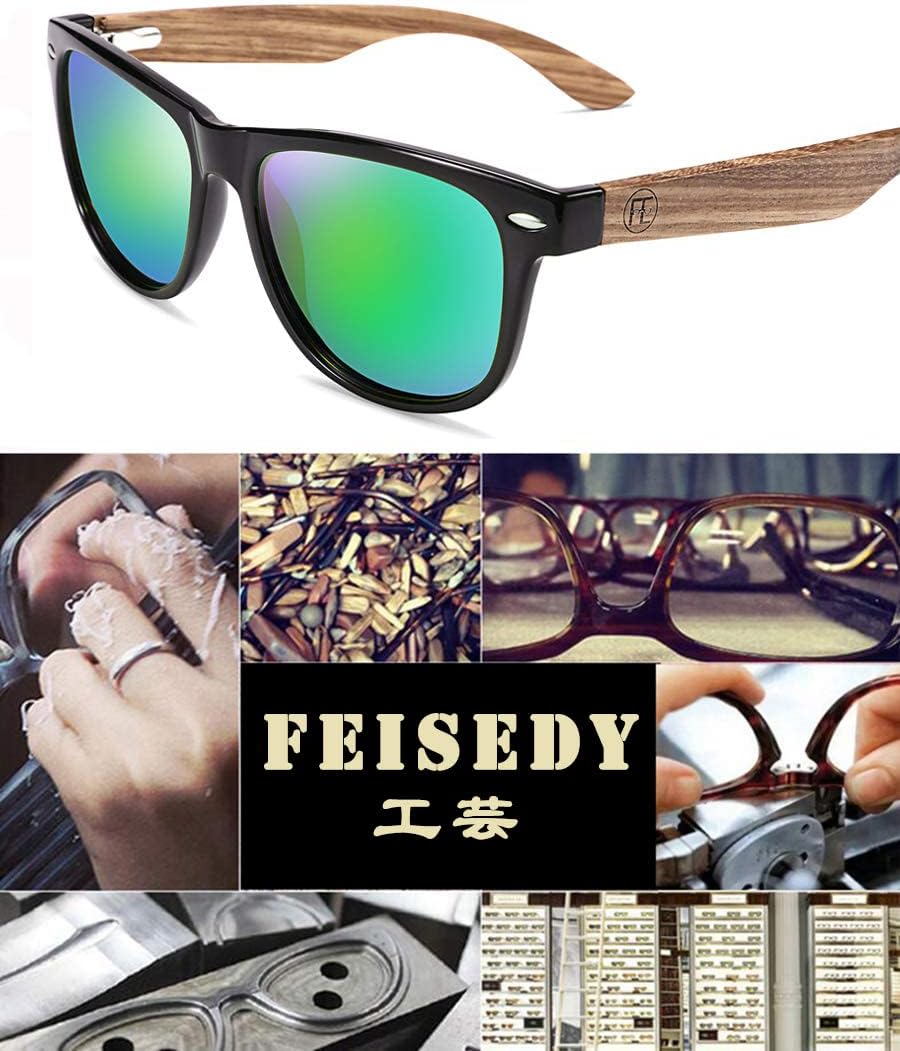 商品图片 10 | B07J2YHS4L | FEISEDY Polarized Wood Sunglasses Women Men HD UV400 Driving Fishing Golf Sunglasses B2448