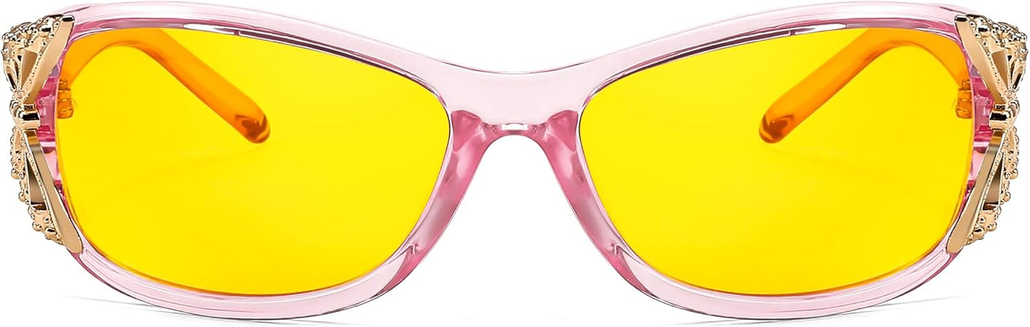 商品图片 17 | B081YY5RM3 | FEISEDY Classic Womens Night Glasses Driving Anti Glare Wrap Around Yellow Sunglasses B2548