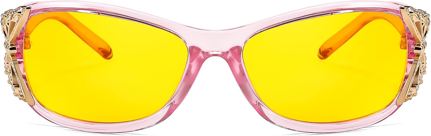 商品图片 17 | B081YY5RM3 | FEISEDY Classic Womens Night Glasses Driving Anti Glare Wrap Around Yellow Sunglasses B2548