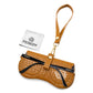 FEISEDY Soft Crocodile Textured Leather Sunglass Bag, Portable Glasses Pouch With Button Clip Wrist Strap B0366