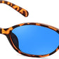 Tortoise/Blue / 54 Millimeters | B0FQ5SL1GR | FEISEDY Retro Oval Cat Eye Sunglasses for Women 90s Narrow Lightweight Shades Y2k Trendy Sunnies B0257