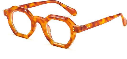 Leopard / 44 Millimeters | B0CSSL3RWH | FEISEDY Retro Octagon Blue Light Glasses for Women Men Vintage Polygon Anti Glare Eyeglasses B0102