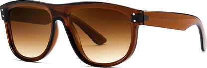 Tea/Tea / 54 Millimeters | B0D8JDCTKS | FEISEDY Square Sunglasses for Women Men Unisex Curved Style Shades Designer Sun Glasses B0214