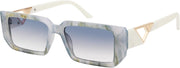 004 Fog Blue Frame/Gradient Blue Yellow Lens / 53 Millimeters | B0BP7N1SVL | FEISEDY Small Fashion Square Sunglasses for Women Men 90s Vintage Rectangle Sunglasses B2972