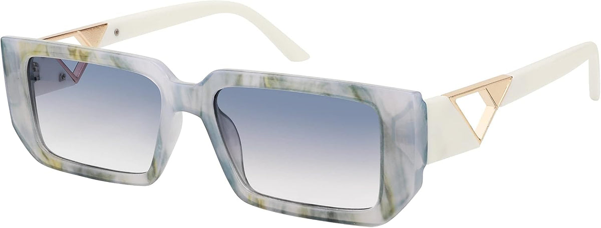 004 Fog Blue Frame/Gradient Blue Yellow Lens / 53 Millimeters | B0BP7N1SVL | FEISEDY Small Fashion Square Sunglasses for Women Men 90s Vintage Rectangle Sunglasses B2972