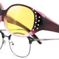 Gradual Purple/Black / 61 Millimeters | B0GRVWJ5K1 | FEISEDY Women's Polarized Wrap-Around Fit Over Sunglasses with Rhinestones, Anti-Glare Driving Sun Glasses B0362