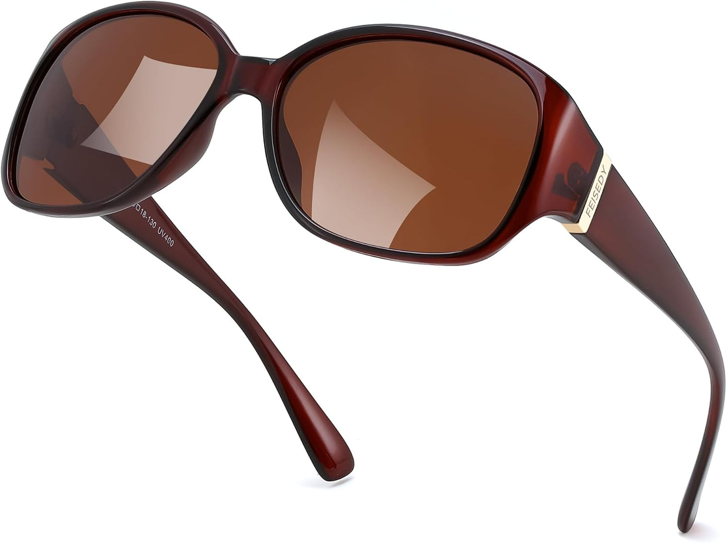 Deep Transparent Tea Frame & Tea Lens / 58 Millimeters | B0H4R1PC6V | FEISEDY Women's Polarized Sunglasses Wrap Around Vintage Fashion Sunnies UV400 Protection B0394