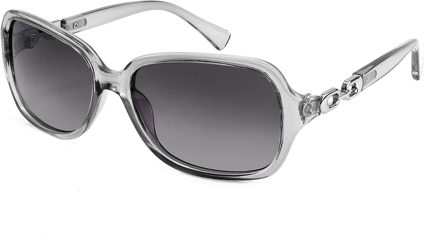 Clear Gray Frame Gradual Grey Lenses / 56 Millimeters | B082HCYRQN | FEISEDY Womens Polarized Sunglasses Square Wraparound Shades UV400 Mirrored Trendy Sun Glasses for Women B2526