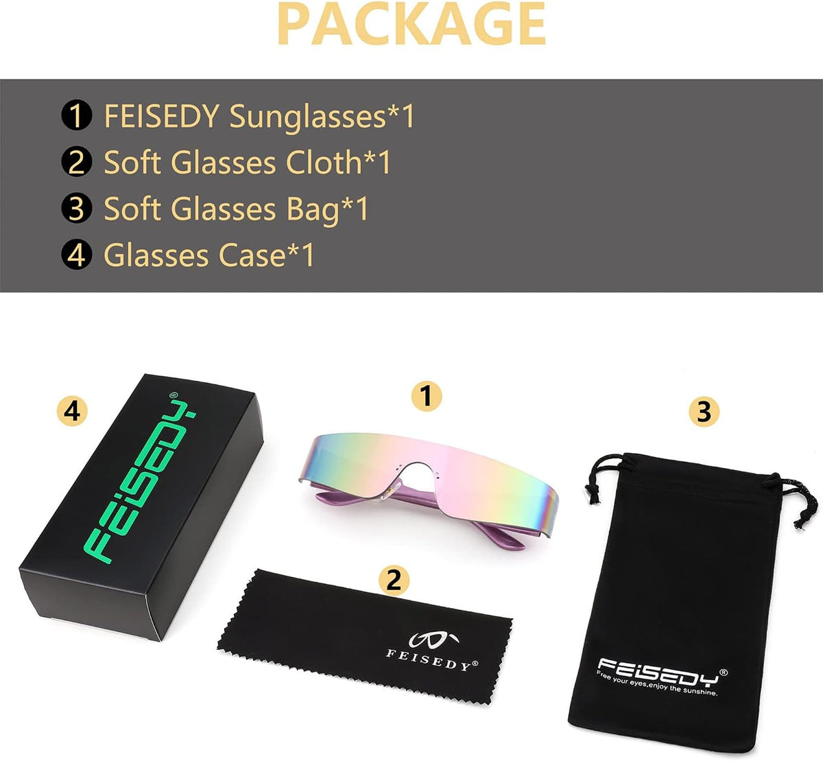 ÉÌƷͼƬ 43 | B0B1V45SXC | FEISEDY Y2K Futuristic Sunglasses Women Men Rimless One Piece Miorred B2927