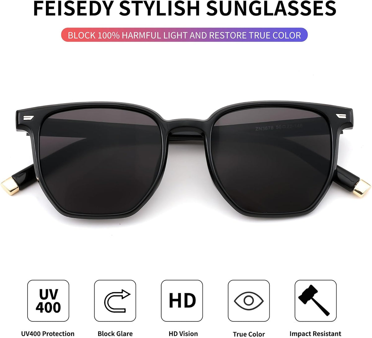ÉÌƷͼƬ 20 | B0F58QMH7Q | FEISEDY Retro Square Sunglasses Women Men Trendy Rectangle Shades Vintage Sun Glasses B0274