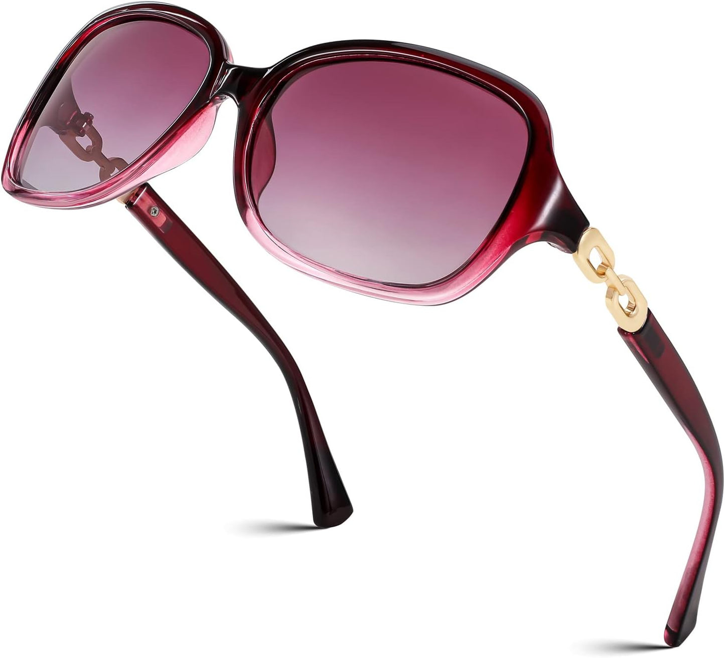 Purple Frame & Gradual Purple Lens / 56 Millimeters | B0BGHLQZ2J | FEISEDY Womens Polarized Sunglasses Square Wraparound Shades UV400 Mirrored Trendy Sun Glasses for Women B2526