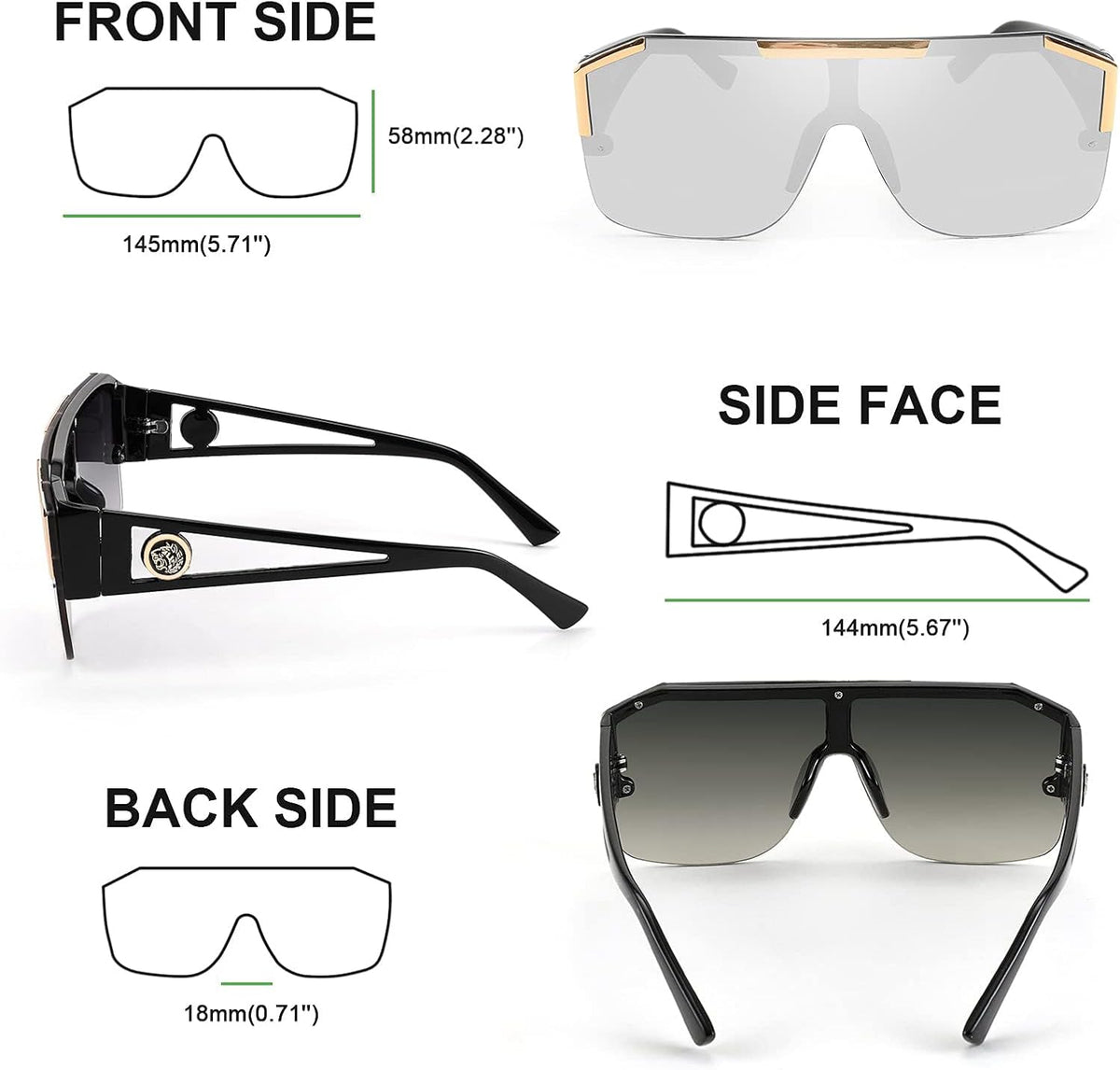 ÉÌƷͼƬ 41 | B09L4V27YS | FEISEDY Square Oversized Sunglasses for Men Women Flat Top B2765