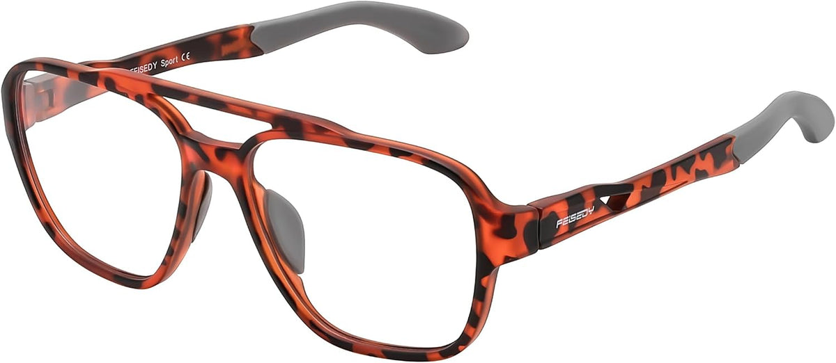 ÉÌƷͼƬ 33 | B0DR831C71 | FEISEDY Sports Blue Light Glasses for Men Lightweight Anti Slip Running Cycling Square Glasses Computer Eyeglasses B0156