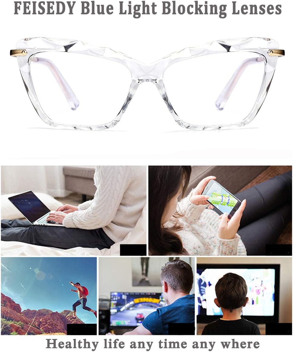 ÉÌƷͼƬ 28 | B07S9JPPPF | FEISEDY Crystal Cat Eye Glasses Frame Blue Light Blocking Computer Eyewear B2500