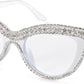White Diamond / 51 Millimeters | B0CPBJ3MBR | FEISEDY Diamond Blue Light Blocking Glasses Cat Eye Rhinestone Women Oversized Anti Eyestrain Computer Glasses Frame B2358