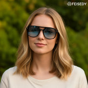 ÉÌƷͼƬ 3 | B0H2V9BFS5 | FEISEDY Retro Polarized Aviator Square Sunglasses for Women Men UV400 B0357