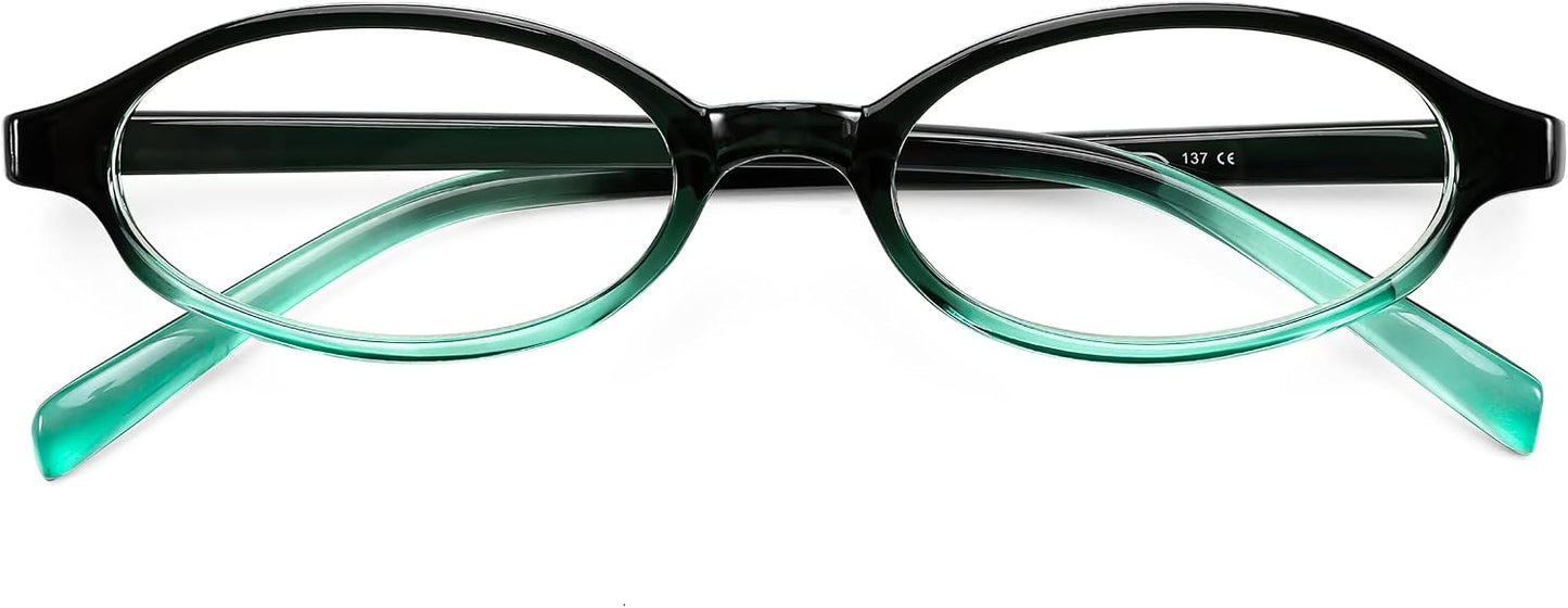 Transparent Green / 47 Millimeters | B0DKNKB631 | FEISEDY Y2K Retro Oval Nerd Blue Light Glasses for Women B0258