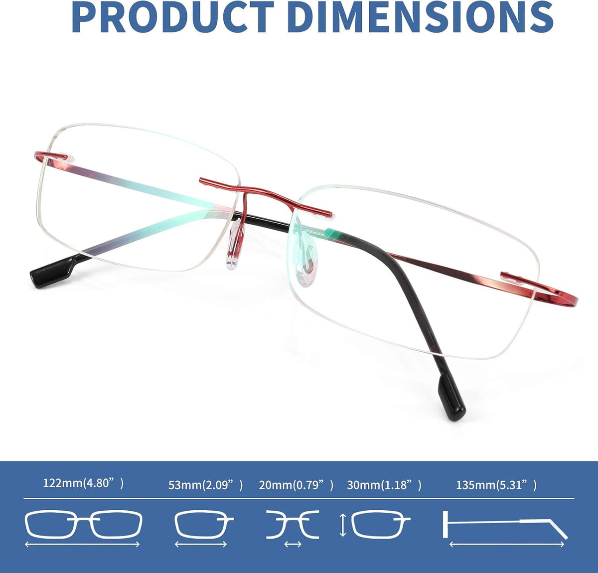 ÉÌƷͼƬ 24 | B08LNLRPLD | FEISEDY Lightweight Rimless Titanium Stainless Steel Anti-Blue Light Reading Glasses B2686