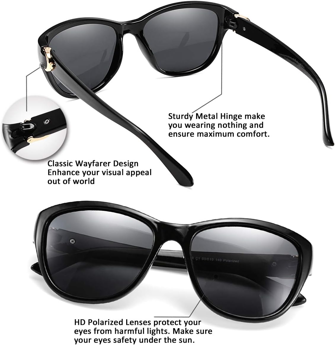 ÉÌƷͼƬ 25 | B07NXZ3WVF | FEISEDY Women Vintage Polarized Sunglasses Lady Elegant Cateye Sun Glasses B2476